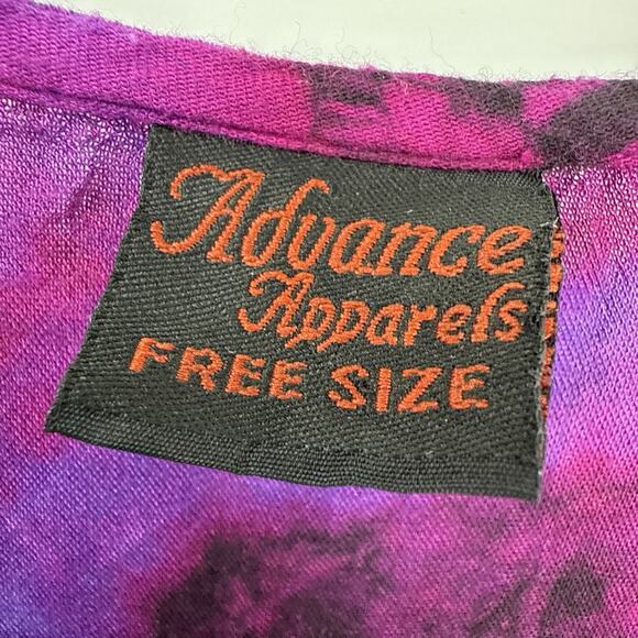 Advanced Apparel Boxy Tunic Top O/S One size Purple Watercolor Pockets Lagenlook - Picture 8 of 8